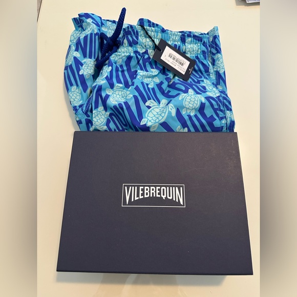 NWT Vilebrequin Men’s Swim Trunks Ronde Des Tortues Blue Topaz Moorea - Picture 3 of 12